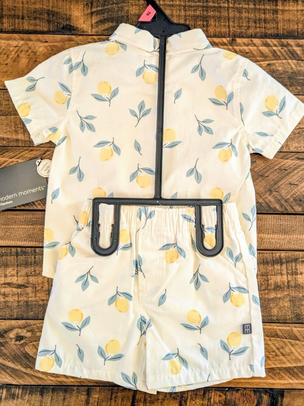 Modern Moments by Gerber Toddler Boy Lemon Woven Shirt & Short Set 18 Months New - Picture 2 of 12